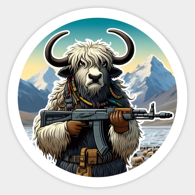 Tactical Yak Sticker by Rawlifegraphic